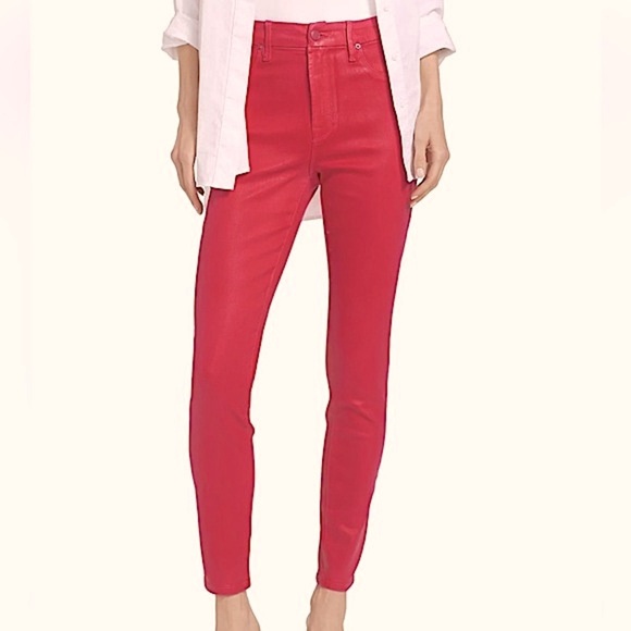 Salt Works Red Coated Denim Jeans Stretch Mid-Rise Classic Style Size 10 - Picture 2 of 12